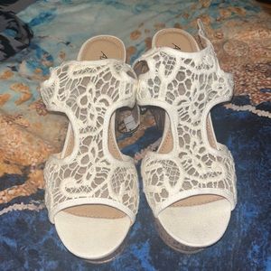 Cream lace heels